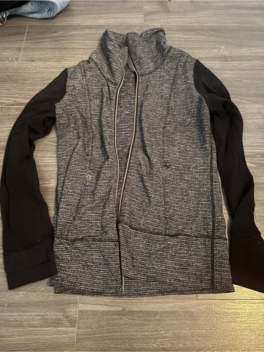 lululemon athletica Women's Black and Gray Cowl Zip Sweater